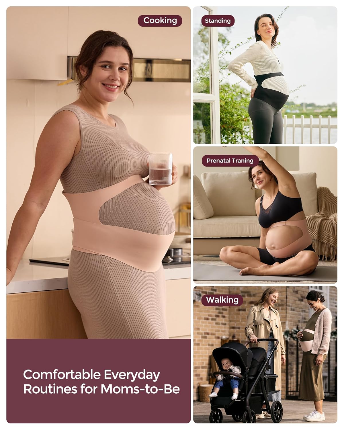 momcozy Faixa de suporte para barriga de gestante, faixa de suporte para barriga de maternidade CozySupport Ergonest, cinto de gravidez invisível para costas, abdômen e cintura.