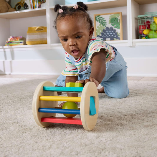 Fisher-Price Brinquedo de madeira para bebês: engatinhar atrás de um rolo para desenvolver habilidades sensoriais e motoras em bebês a partir de 6 meses de idade, JKH17