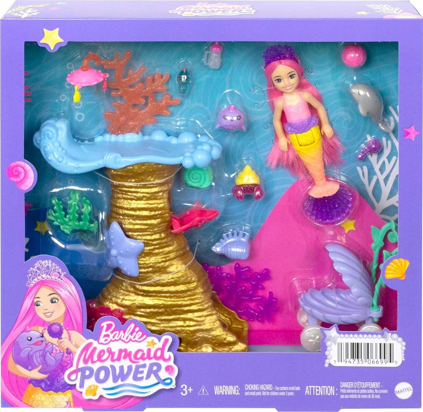 Barbie Bonecas e conjunto de brinquedos Mermaid Power