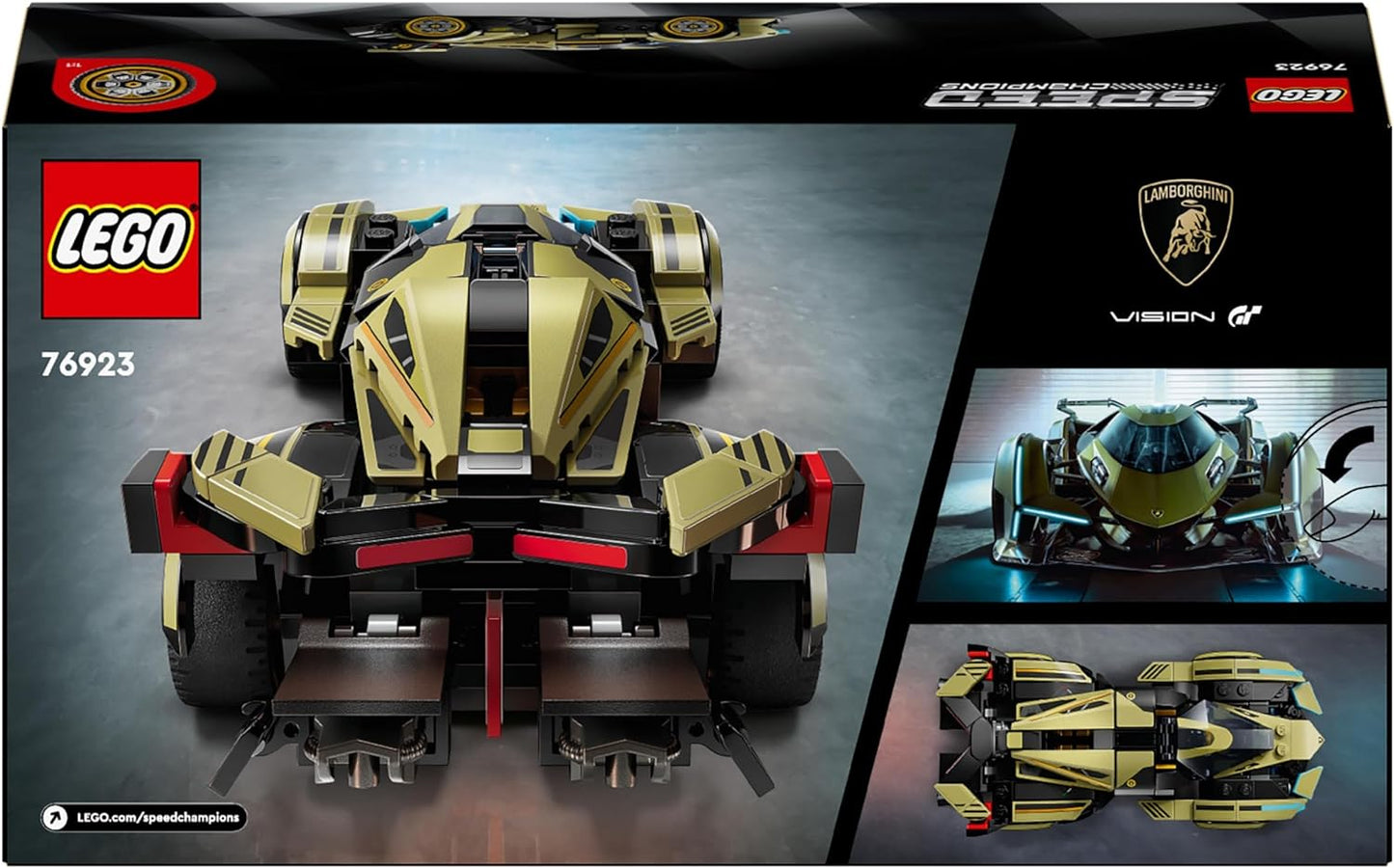 LEGO Speed Champions Lamborghini Lambo V12 Vision GT Supercoche de juguete para niños y niñas a partir de 10 años, set de modelo de vehículo para construir, decoración de habitación infantil, idea de regalo de cumpleaños 76923