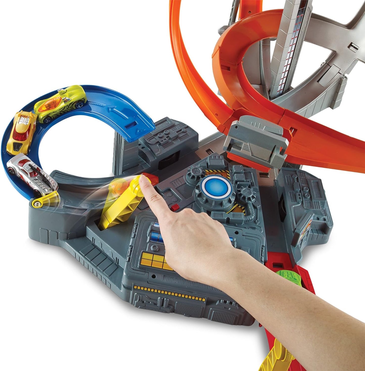 Hot Wheels Ultimate Garage City Playset com pista de corrida multinível, dragão de 3 pés de altura e elevador, estaciona 50 carros, inclui 2 carros de brinquedo, brinquedos para maiores de 4 anos, um pacote, HKX48