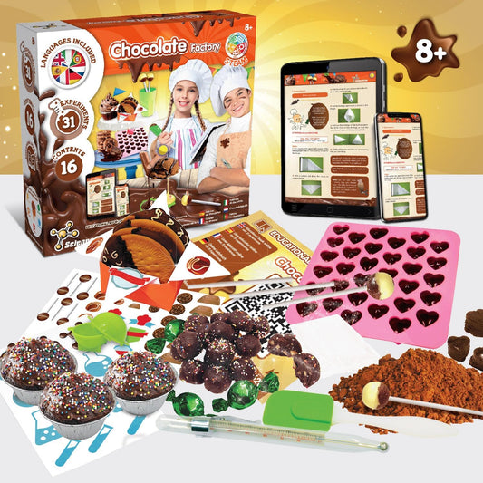 Science4you Fábrica de Chocolate para Crianças +8 Anos - Jogos de Chocolate para Crianças, Brinquedo para Crianças com 31+ Atividades para Crianças, Kit para Fazer Chocolate, Presentes Doces