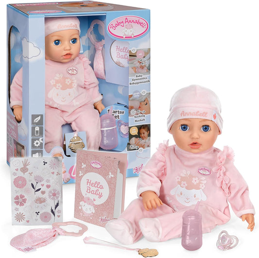 Bebê Annabell Interativa Annabell 43cm - Boneca de corpo macio com movimentos realistas, sons e acessórios - Adequada para crianças a partir de 3 anos