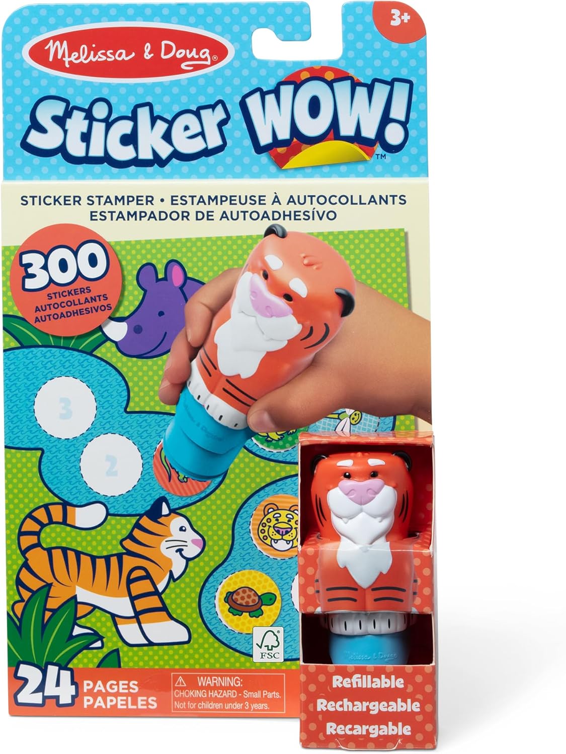 Melissa & Doug Sticker WOW!™ Carimbo de adesivos e bloco de atividades de 24 páginas, 300 adesivos, artes e ofícios Fidget Toy Personagem colecionável - Unicórnio - Brinquedo de viagem criativo para meninas e meninos 3+