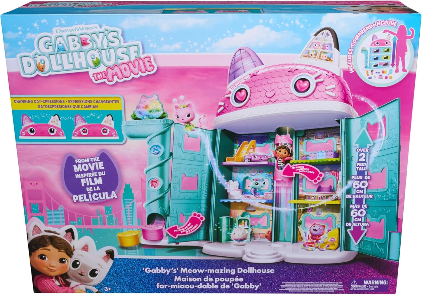 Gabby's Dollhouse: Casa de bonecas do filme Meow-Mazing com figura da Gabby e acessórios, escala 1:12