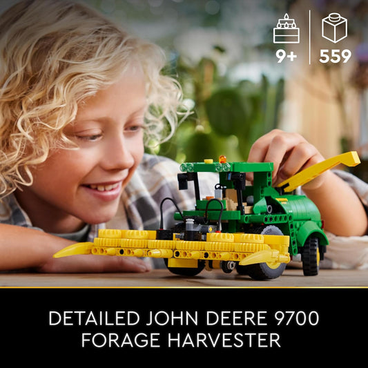 LEGO Technic John Deere 9700 Cosechadora de forraje, Tractor de juguete para niños, Set de granja, Kit de construcción de modelo de vehículo con funciones realistas para juegos imaginativos, Regalo para niños