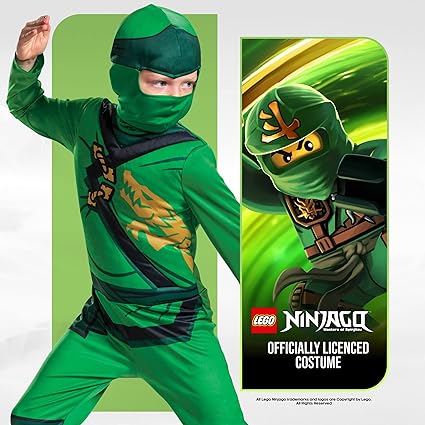 DISGUISE Oficial lego ninjago traje crianças meninos lloyd traje ninja verde carnaval traje crianças m