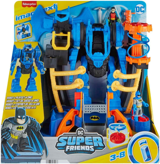 Imaginext DC Super Friends Batman Playset, Centro de Comando Robótico com Robô Destacável de 25 cm e Figuras do Batman e Robin, HML02