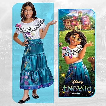 DISGUISE Fantasia oficial de luxo Mirabel Encanto da Disney para meninas – Feito com material super macio – Fantasia Mirabel infantil, Natal Halloween Princesa Fancy Encanto Dress Up Outfit Cosplay