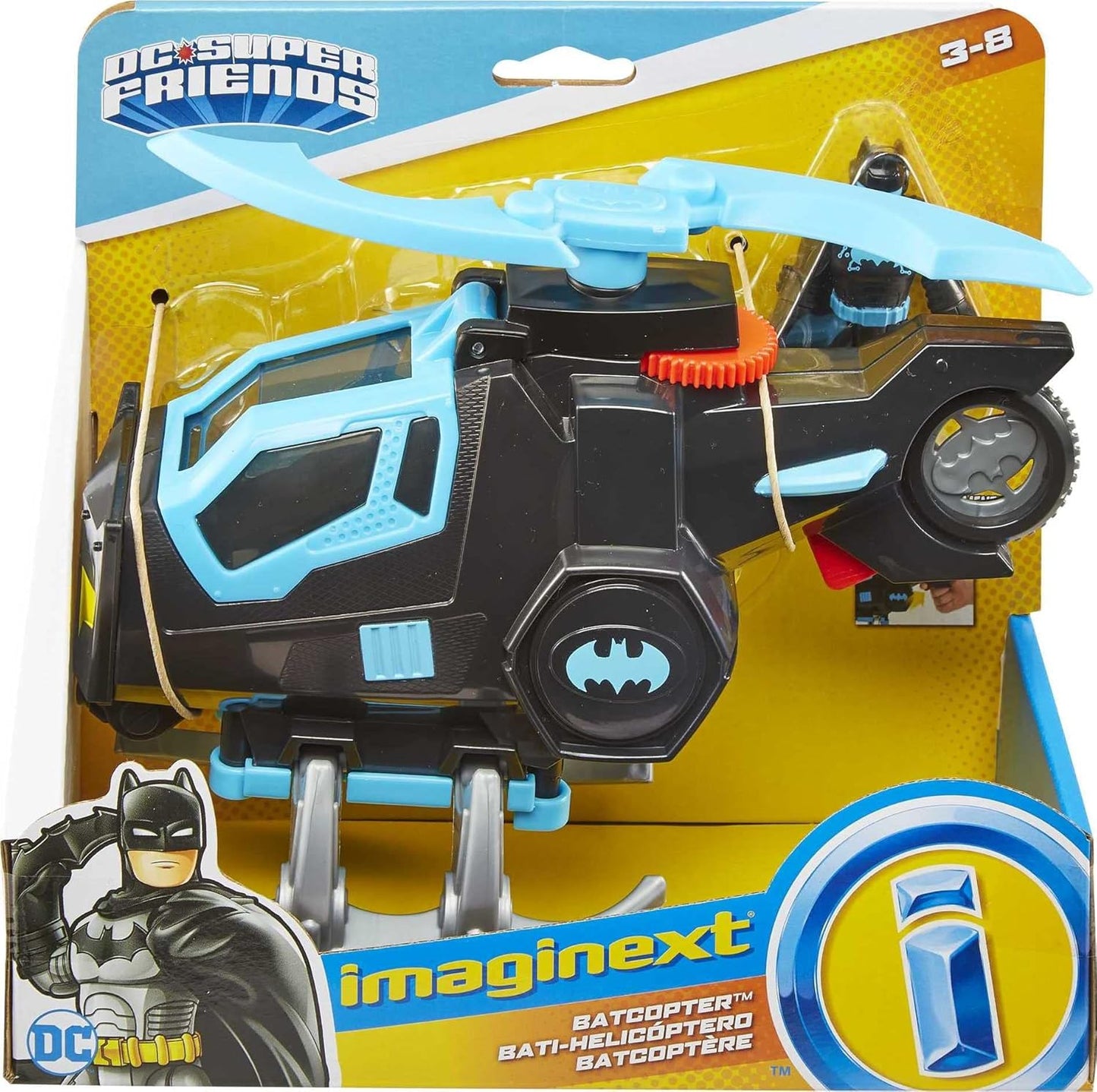 Fisher-Price GYC72 Imaginext DC Super Friends Batcóptero, helicóptero de brinquedo do Batman com figura para crianças de 3 a 8 anos, multicolorido, 17,05 cm x 18,0 cm x 8,16 cm