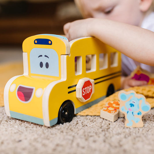 Melissa & Doug 33011 Blue's Clues & You Autobús escolar retráctil de madera, multicolor