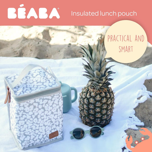 Béaba - Bolsa Comida Bebé Aislada - Gran Capacidad - Almacenamiento Biberón Térmico - Bolsa Transporte Comida Completa - Plegable - Material Suave Impermeable - Flor de Cerezo