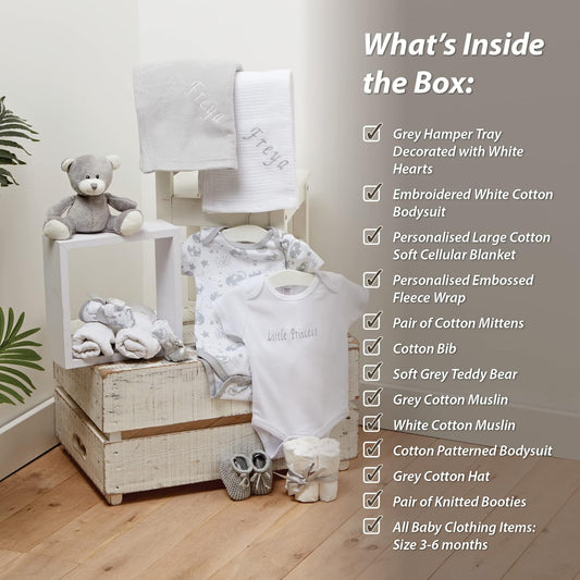 Presentes personalizados para bebês - Presentes para meninas recém-nascidas, Itens essenciais para bebês recém-nascidos, Cesta de presentes para bebês recém-nascidos, Presente para meninas, Conjunto de presentes para meninas recém-nascidas