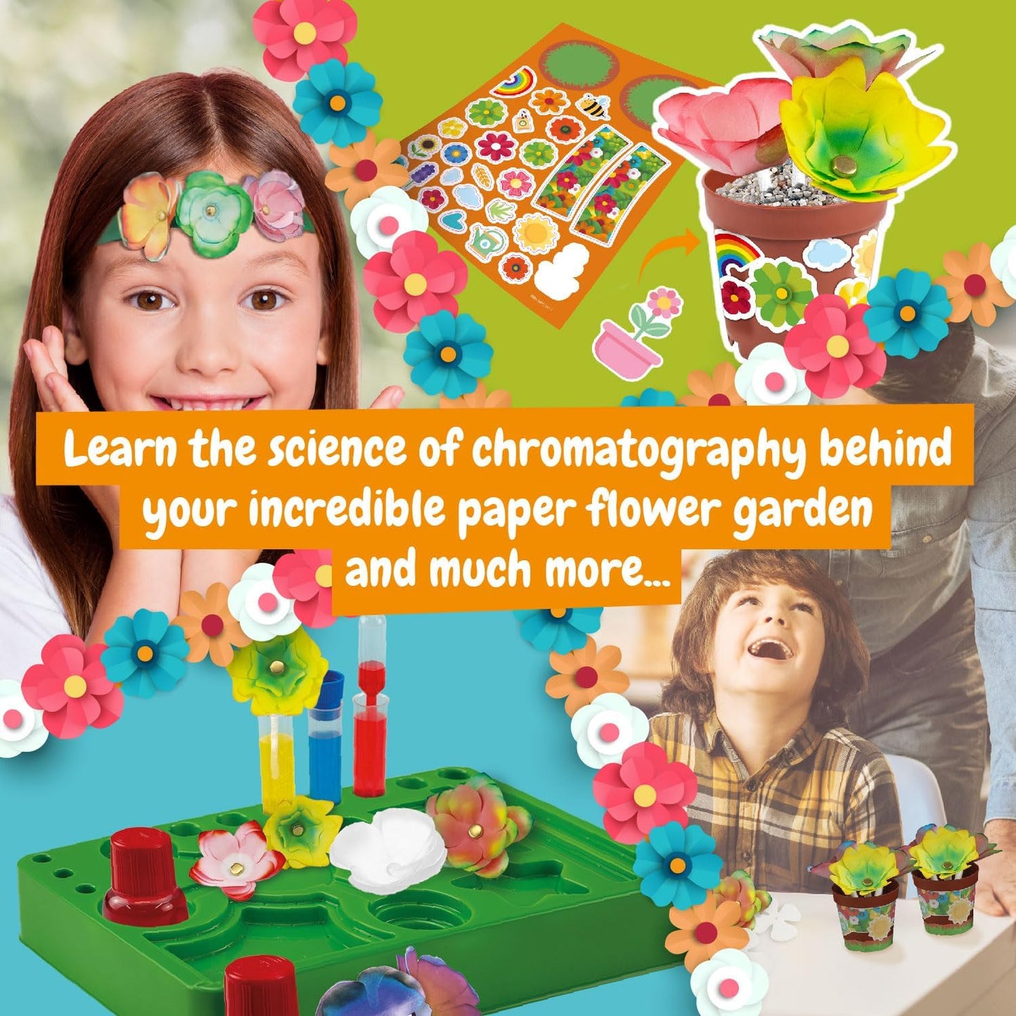 Science4you Kit de fabricação de flores de papel para crianças de 6 anos ou mais – Faça seu próprio kit de artesanato com 16 flores de papel para crianças, brinquedo criativo que combina artes e ofícios + kit de ciências,