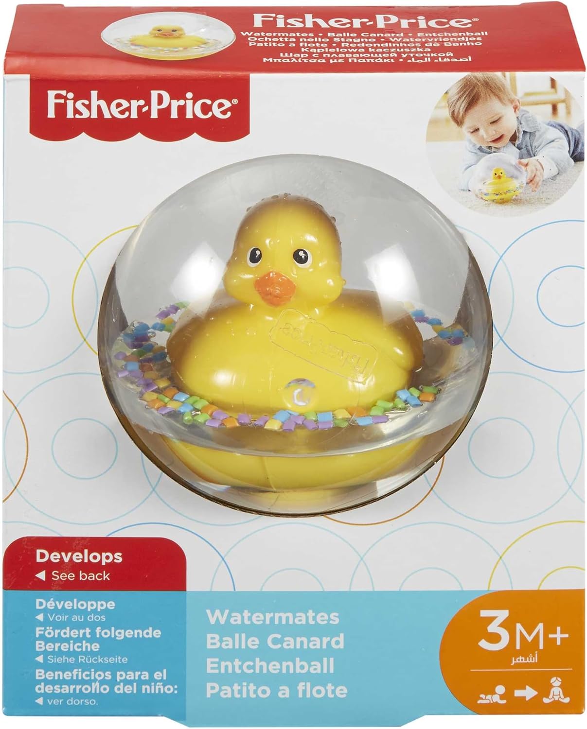 Fisher-Price Watermates, Pato, brinquedo de bola para bebês, ideal para engatinhar e brincar de perseguir, a partir de 3 meses de idade, 75676
