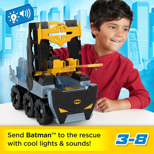 Fisher-Price Imaginext DC Super Friends Batman Brinquedo Bat-Tanque Transformável com Luzes, Sons, Figura e Projéteis para Crianças em Idade Pré-escolar a partir de 3 Anos, HVY04