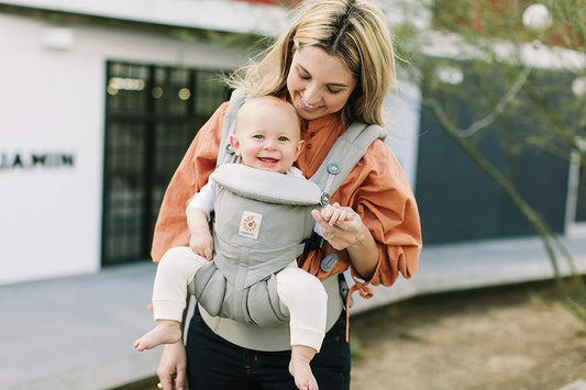Ergobaby Mochila porta-bebês para recém-nascidos e crianças pequenas, algodão Omni 360 de 4 posições, porta-crianças ergonômico (cinza pérola)