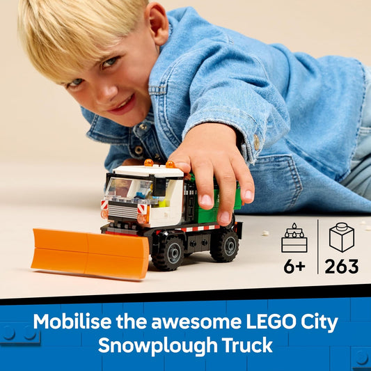 LEGO Caminhão Limpa-Neve City - Kit de Montagem com Minifigura, Ferramentas e Função de Espalhar Sal - Ideia de Presente de Aniversário para Meninos a partir de 6 Anos e Fãs de Engenharia - 60490