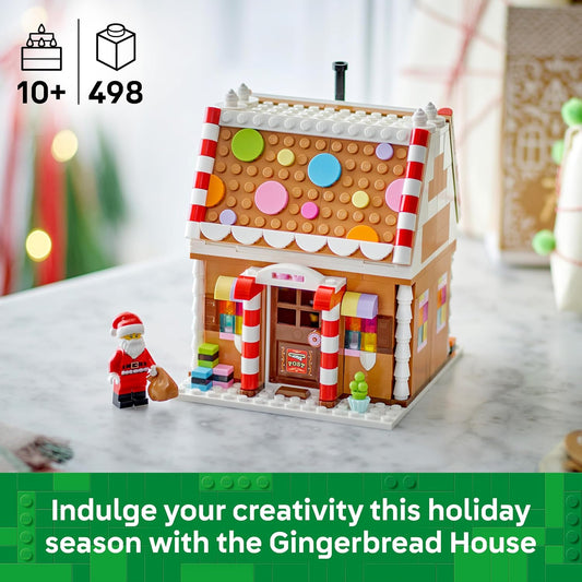 LEGO Casa de Pão de Mel Festiva 40809 | Brinquedo para meninas e meninos a partir de 10 anos, conjunto de artesanato natalino, minifigura do Papai Noel e acessórios, ideia de presente...