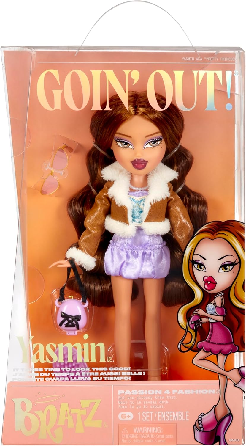 Bratz Goin' Out! Boneca 1 Boneca colecionável da moda com acessórios, vem com uma roupa, uma bolsa, um par de óculos de sol e uma escova - Brinquedo infantil - Ótimo para crianças a partir de 6 anos