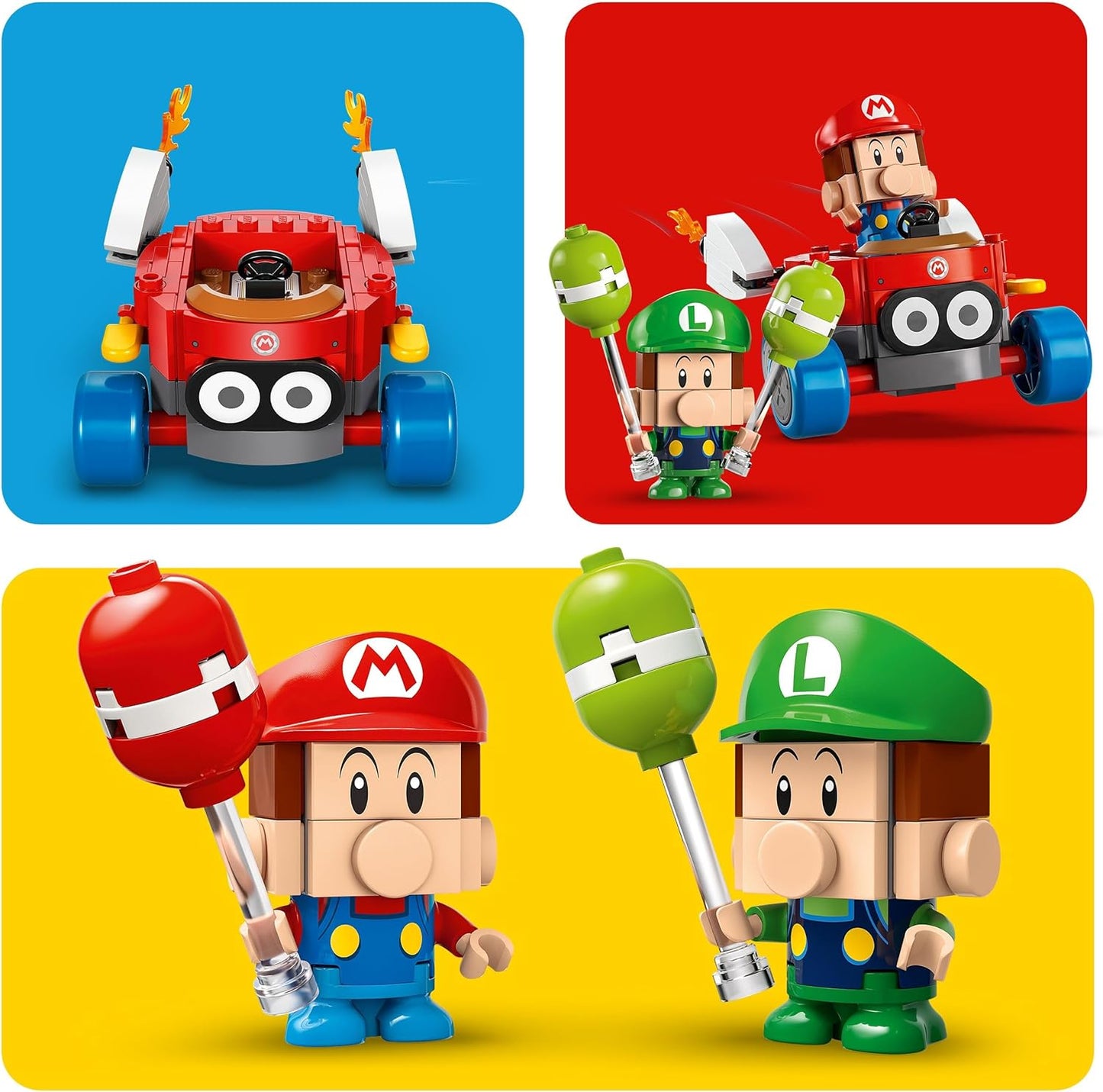 LEGO Super Mario: Mario Kart - Conjunto de brinquedos Baby Mario vs. Baby Luigi, com 2 figuras colecionáveis de personagens Nintendo e 2 carros, ideia de presente de aniversário para meninos, meninas e jogadores com mais de 8 anos