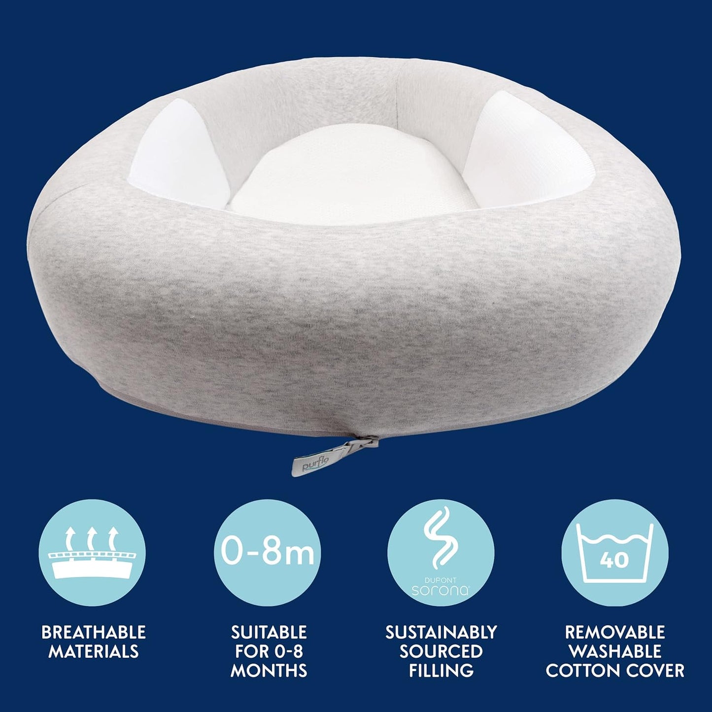 PurFlo Cama de bebê Sleep Tight | Seguro para dormir durante a noite | Alternativa de ninho de bebê totalmente respirável | Itens essenciais para recém-nascidos | Botanical de 0 a 8 m