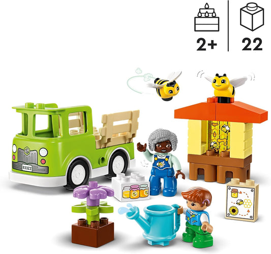 LEGO DUPLO Town Cuidando abejas y colmenas, juguete de aprendizaje para niños pequeños con camión manejable, colmena y 2 figuras, juguetes y actividades de desarrollo temprano, regalos para niños pequeños, niños y niñas de 2 años en adelante 10419