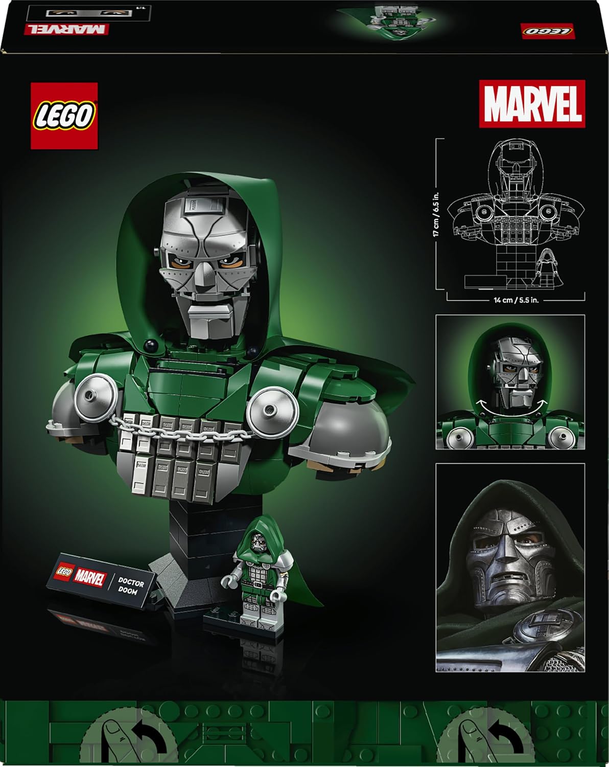 LEGO Busto do Doutor Destino da LEGO Marvel (76345) | Conjunto para adultos, modelo para exibição, inclui minifigura e placa de identificação, item de decoração para prateleiras ou ambientes, ideia de presente com o tema Vingadores, 379 peças
