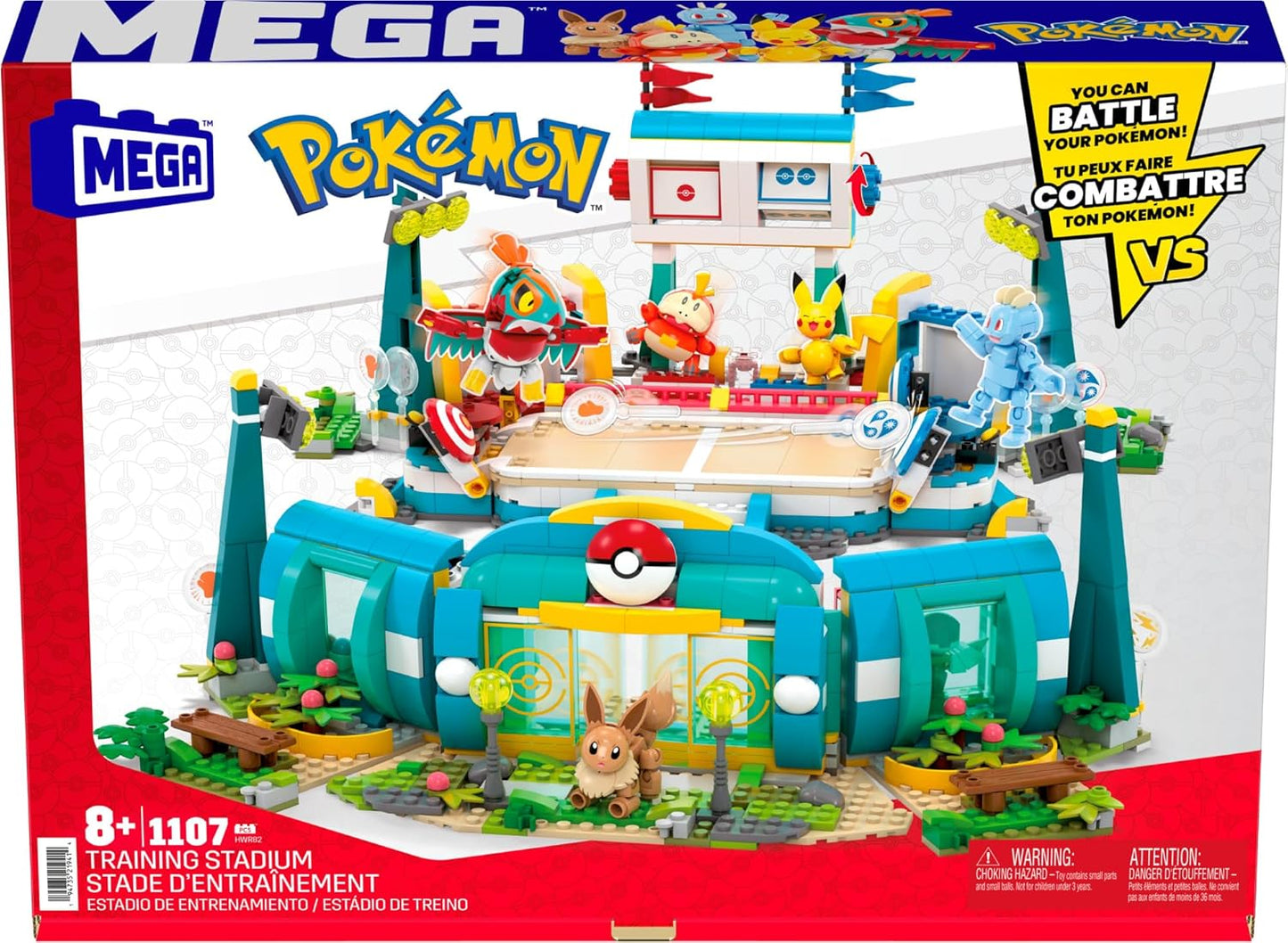MEGA Conjunto de brinquedos de construção Pokémon, roda gigante divertida com 393 peças, 4 personagens articulados, 5+ polegadas de altura, para crianças, HXF80