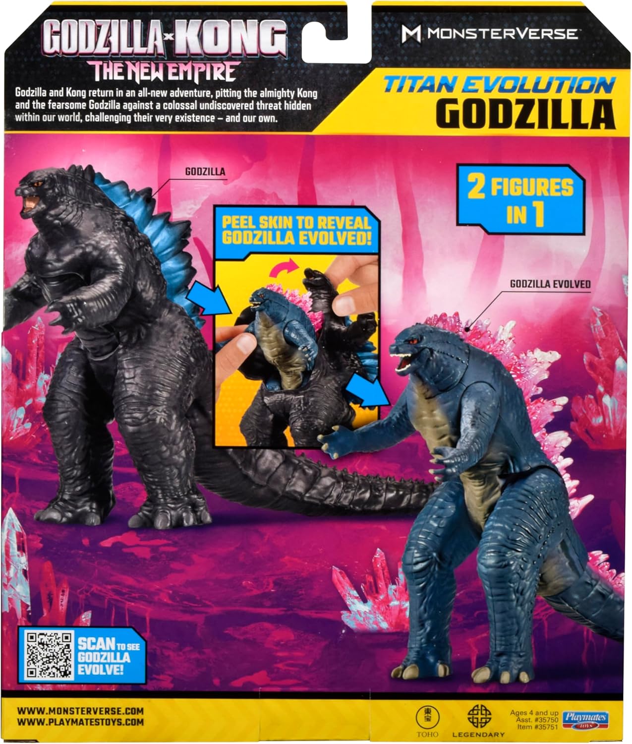 MonsterVerse Godzilla x Kong: The New Empire, boneco de ação autêntico Titan Evolution Godzilla de 7 polegadas, personagem icônico do filme colecionável, adequado para maiores de 4 anos