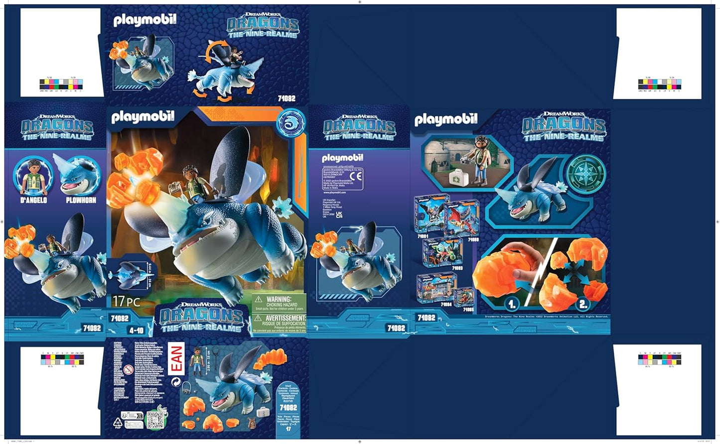 Playmobil 71082 Como Treinar o Seu Dragão: Nove Reinos Plowhorn e D'Angelo, Brinquedo de dragão com membros móveis, asas e personagens de TV, Divertido Jogo de RPG Imaginativo, Conjunto Adequado para Crianças a partir de 4 Anos