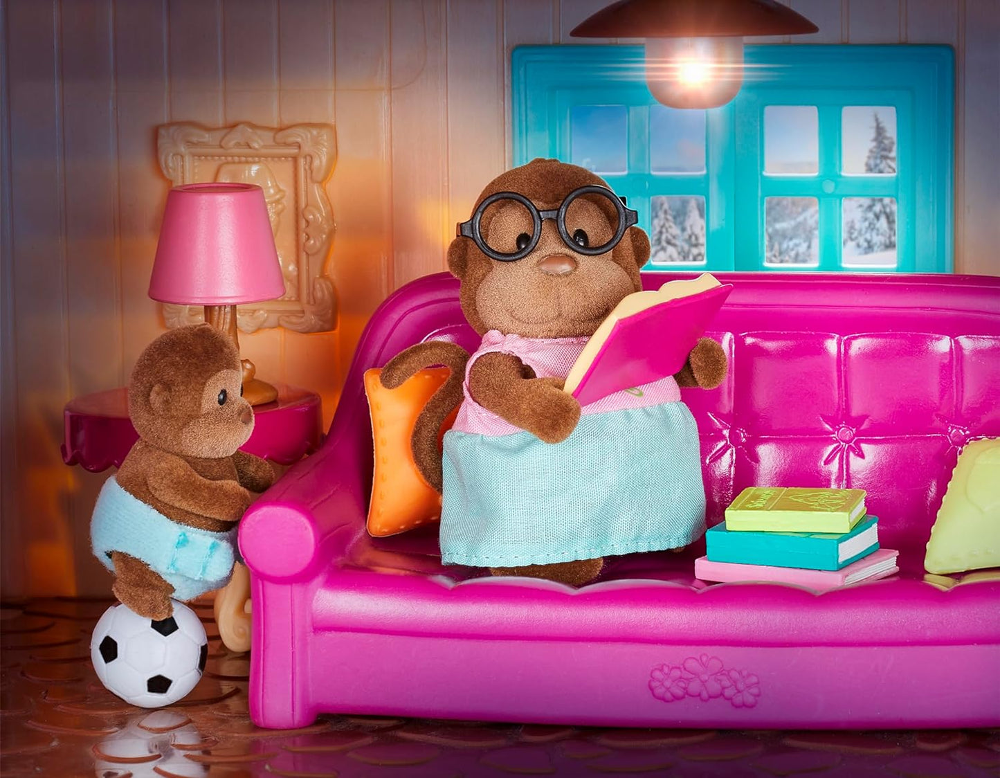 Li'l Woodzeez - Juego de sala de estar y guardería - Juego de 23 piezas con muebles y accesorios de sala de estar - Juguetes y juegos en miniatura para niños a partir de 3 años