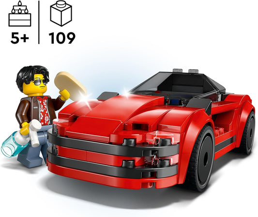 LEGO Brinquedo de carro esportivo vermelho City - Brinquedos de carro de corrida para meninos e meninas de mais de 5 anos - Presentes educacionais para aniversários e feriados - Inclui uma minifigura de motorista e acessórios
