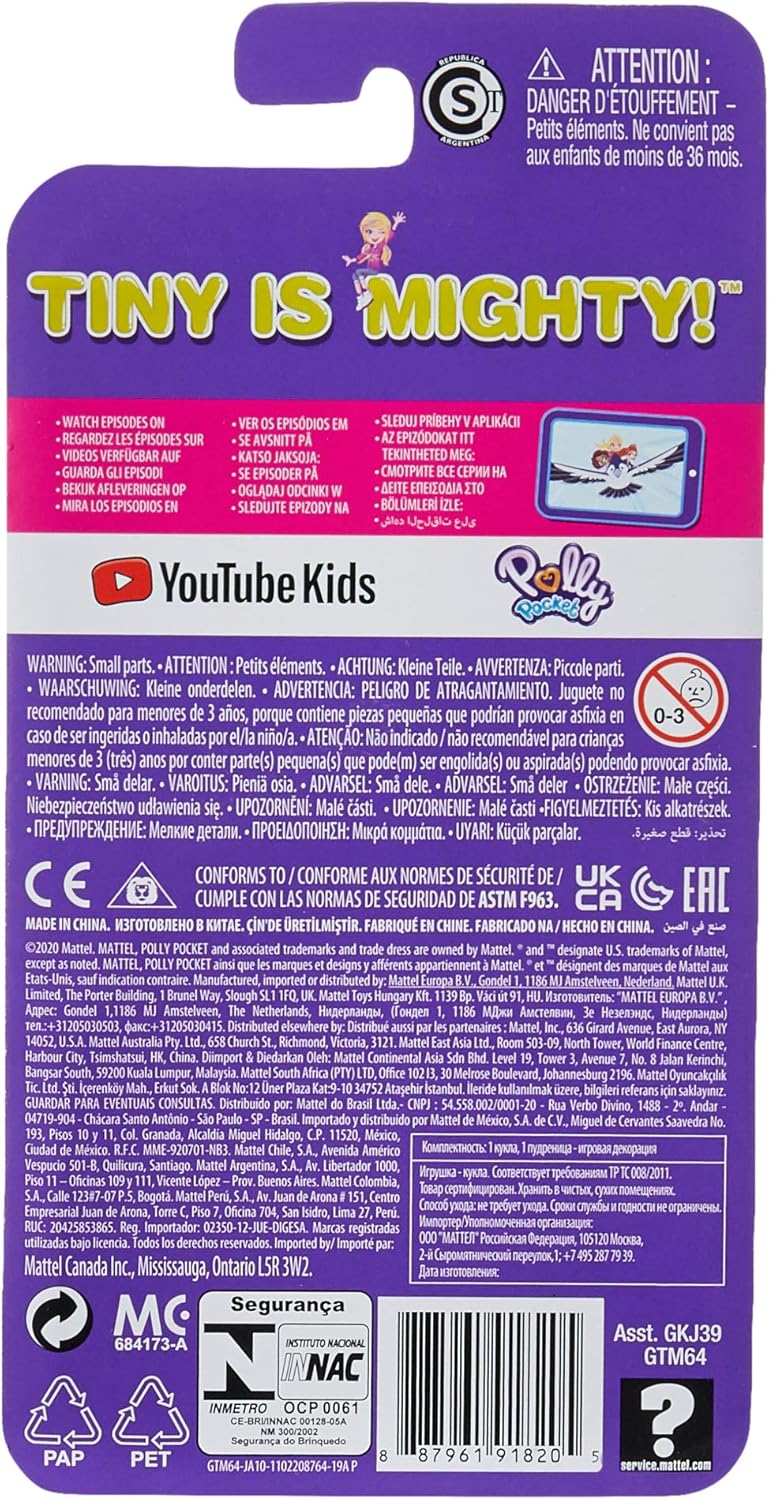 Polly Pocket Pet Center compacto com casinha de cachorro removível, surpresa revela, personalização de fotos, micro boneca com 5 juntas móveis, ótimo presente para maiores de 4 anos