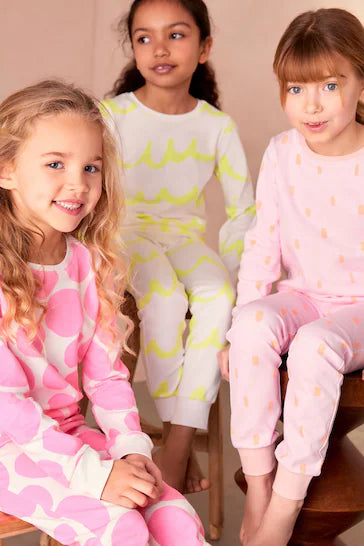 |BigGirl| Pacote De 3 Pijamas Stampy - Rosa Fluro/Amarelo (9 meses - 16 anos)