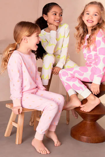 |BigGirl| Pacote De 3 Pijamas Stampy - Rosa Fluro/Amarelo (9 meses - 16 anos)
