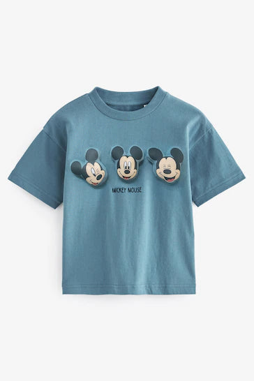 |Boy| Camiseta De Manga Curta Acolchoada Azul Mickey (3 meses a 7 anos)