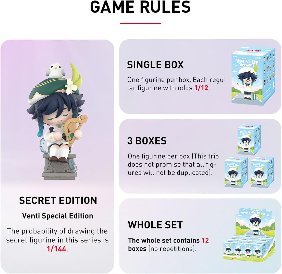 POP MART Genshin Impact Dress-Up Dreams Série Chibi Temática Figuras 1 PC 2,5 polegadas Articulado Personagem Design Premium Presentes para Mulheres Fã-Favorito Colecionável Chic Art Toy Figura de Ação