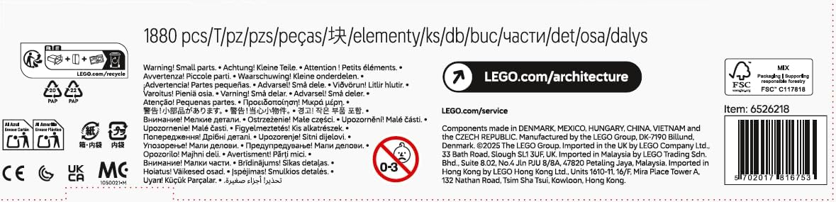 LEGO Architecture Fonte de Trevi - Kit de modelo de monumento barroco com fachada do Palazzo Poli e esculturas de minifiguras - Conjunto de decoração para casa ou escritório DIY para adultos - Presente para homens e mulheres amantes da história - 21062