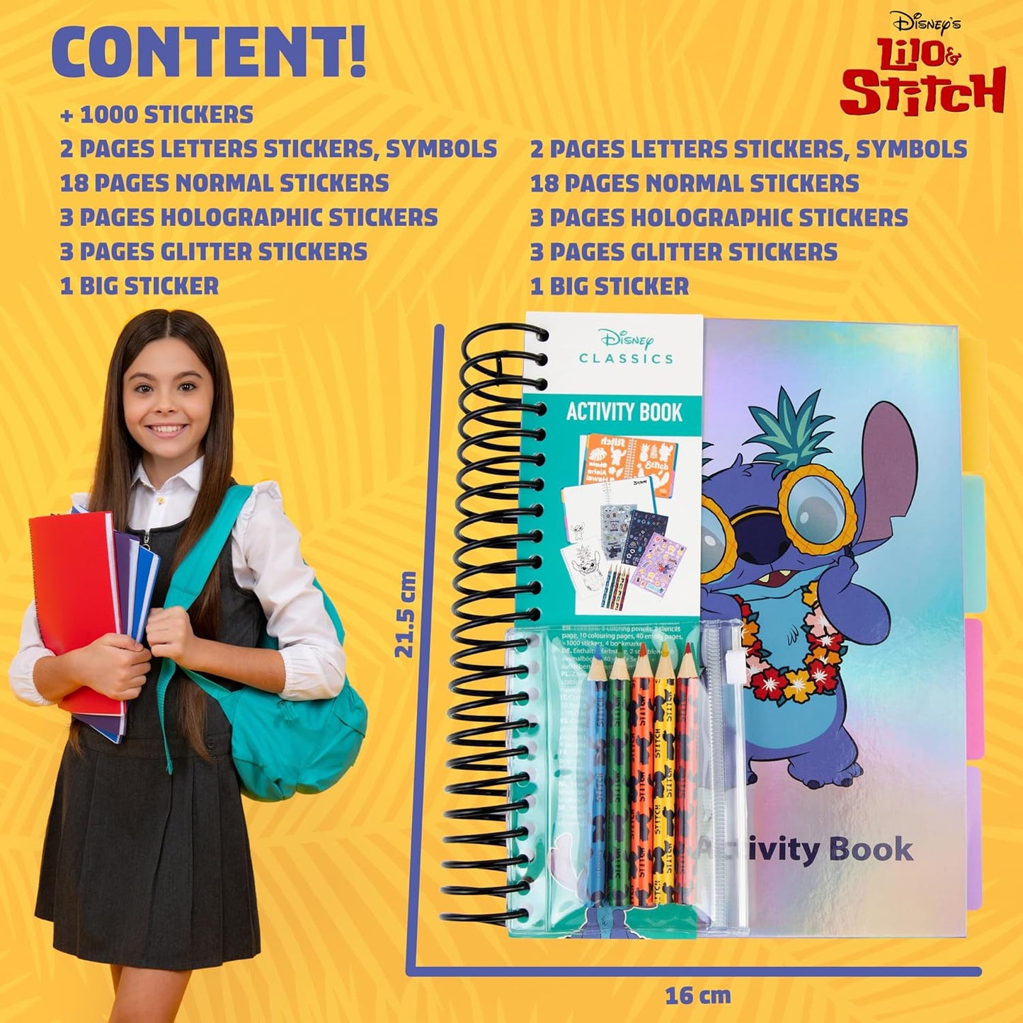 Libro de pegatinas de Stitch de Disney para niños, más de 1000 pegatinas para álbumes de recortes, lápices para colorear, libro de actividades, regalos de Stitch