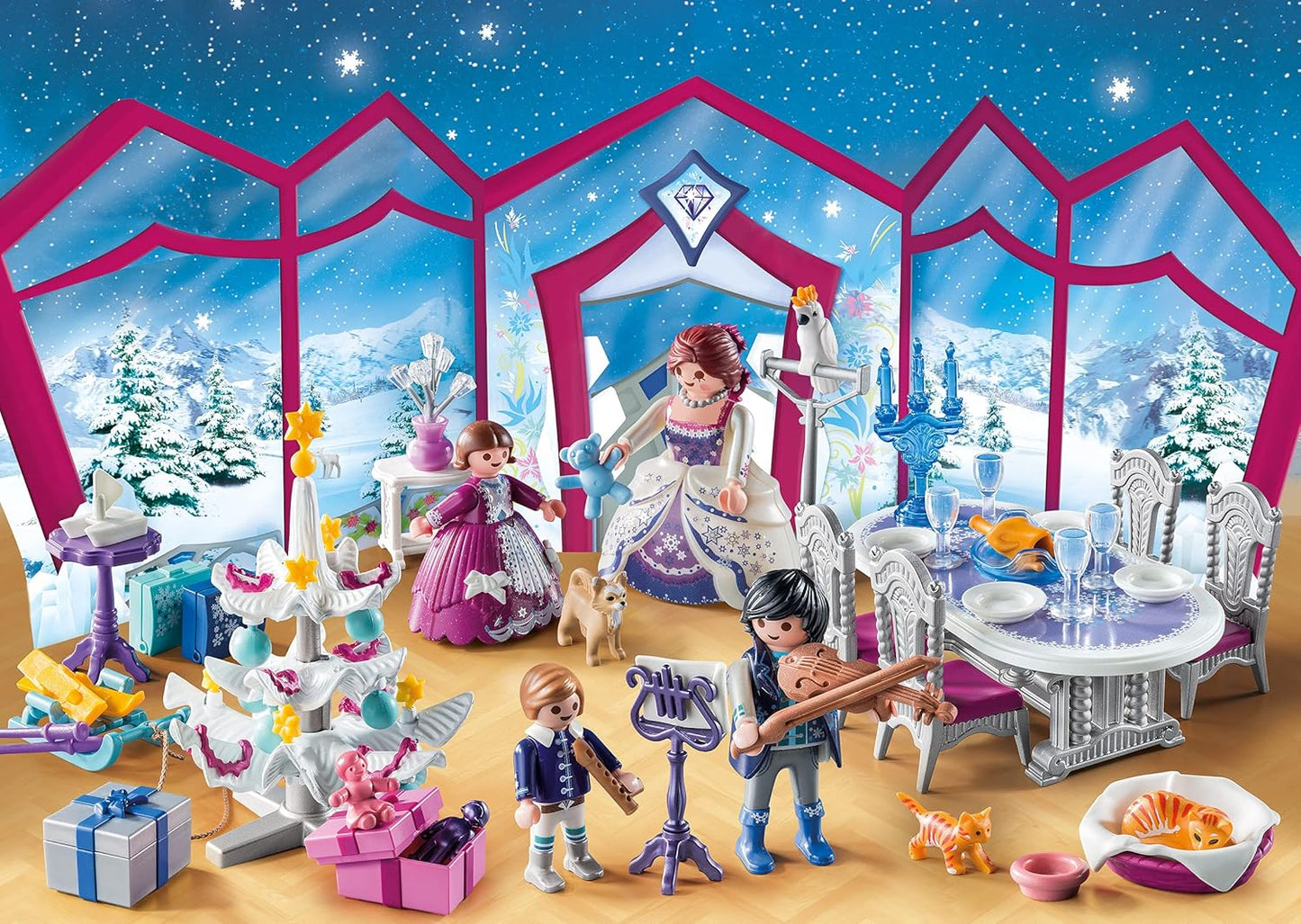 Playmobil 9485 Calendário do Advento Bola de Natal com plataforma giratória, brinquedo colecionável para crianças, dramatização divertida e imaginativa, conjunto de jogos adequado para crianças a partir de 4 anos