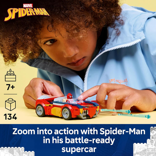 LEGO | Marvel Homem-Aranha Carro vs. Wolverine Venomizado - Brinquedo de Super-Herói com um Modelo de Carro, 2 Minifiguras e 2 Lançadores de Mola - Presente para Meninos e Fãs a partir de 7 Anos - 76336