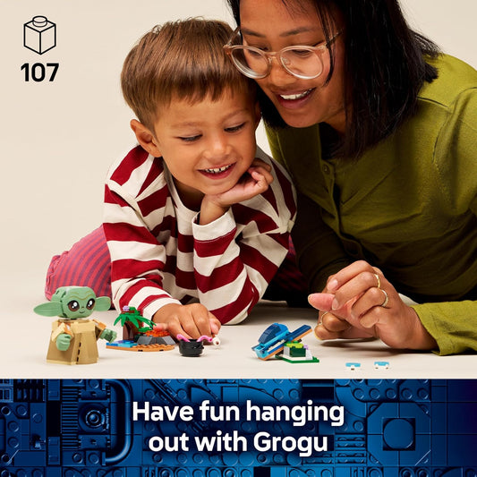LEGO 75443 Star Wars Fazenda do Grogu - Brinquedo de Construção com Figura do Grogu e Sapo Sorgan, Catapulta e Macarons Azuis - Presente para Meninos e Meninas a partir de 4 Anos e Fãs de The Mandalorian