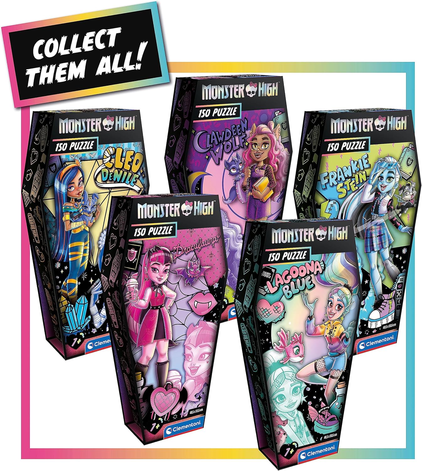 Clementoni 28185 Monster High Frankie Stein - 150 piezas, rompecabezas para niños a partir de 7 años, rompecabezas de dibujos animados, fabricado en Italia