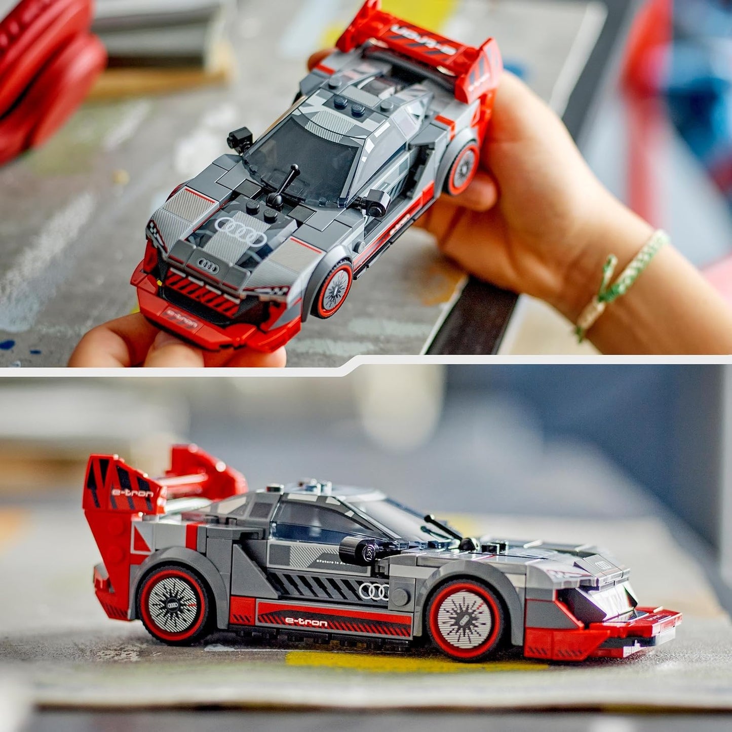 LEGO Speed Champions Audi S1 e-tron quattro Coche de carreras, vehículo de juguete, juego de modelos para construir para niños, exhibición jugable, idea de regalo para niños y niñas a partir de 9 años