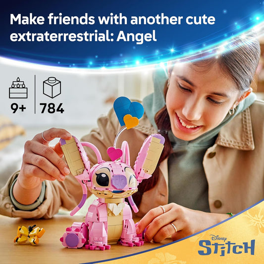LEGO | Disney Angel - Brinquedo de Construção Lilo & Stitch - Figura de Exibição Construída com Peças, 3 Balões de Coração e uma Borboleta - Presente para Meninas e Meninos a partir de 9 Anos e Fãs Adultos - 43257