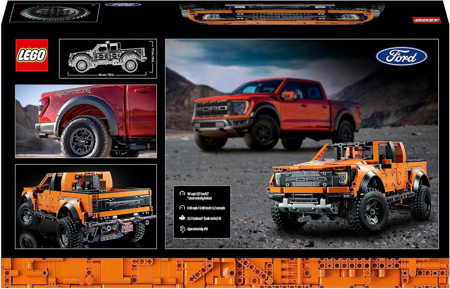 LEGO 42126 Technic Ford F-150 Raptor Pickup Conjunto avançado para adultos, kit de construção de modelo de carro colecionável com detalhes autênticos, ideia de presente para homens, mulheres, ele ou ela, 18 anos +
