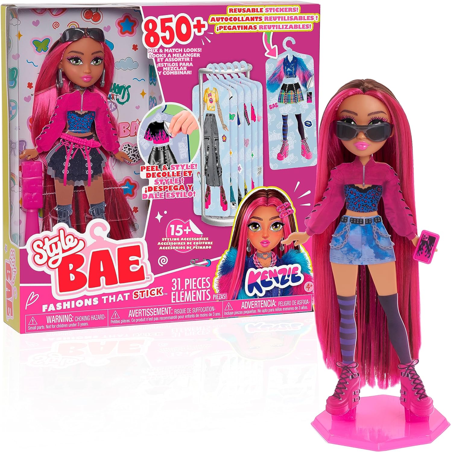 Just Play 59803 Bae Styling Doll-Kenzie, marrom, rosa