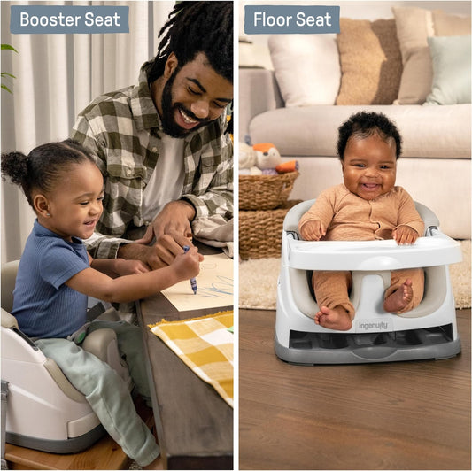 Ingenuity Asiento para bebé 2 en 1, cachemira, silla elevadora, asiento de comedor y alimentación para niños pequeños, fácil de limpiar con bandeja extraíble y autoalmacenable, a partir de 6 meses
