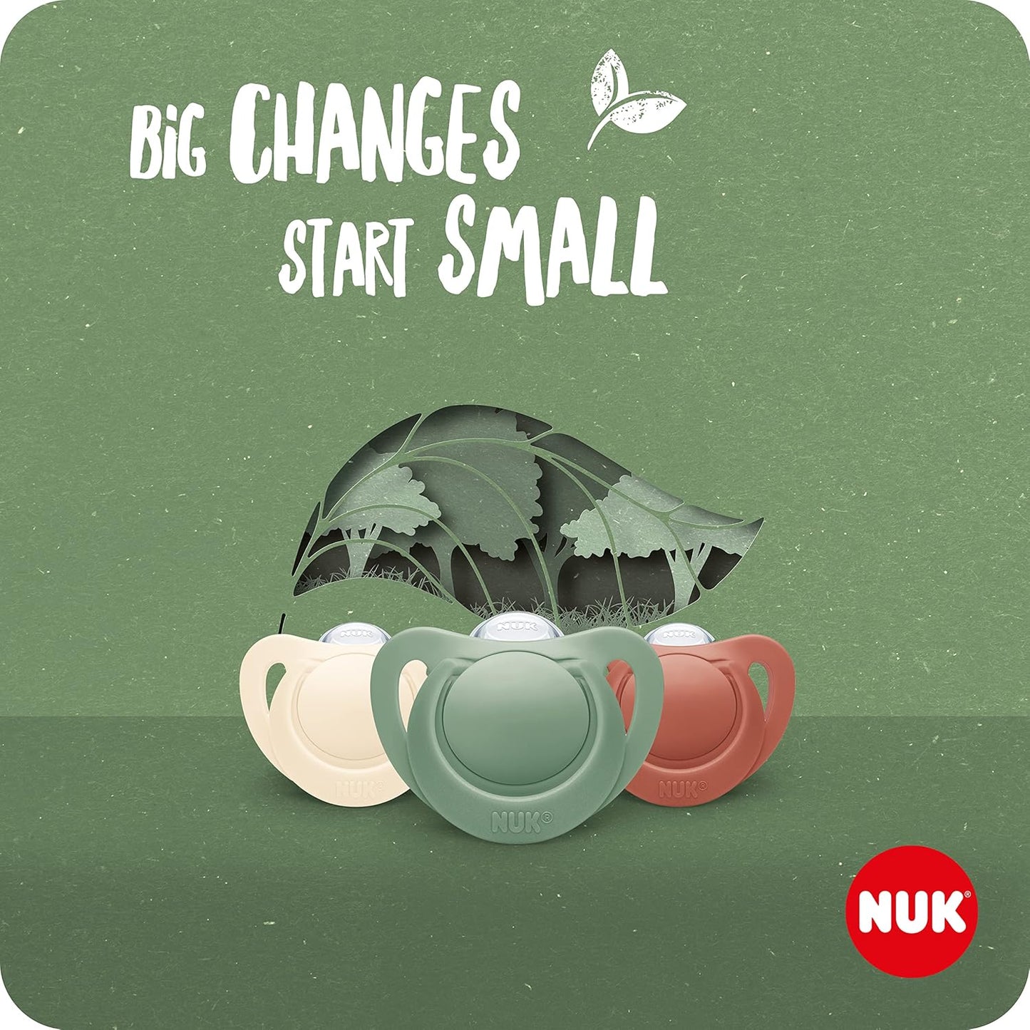 NUK Chupeta de bebê for Nature | 6 a 18 meses | Chupetas de silicone sustentáveis | Feito com matérias-primas 100% naturais | Creme | 2 contagem